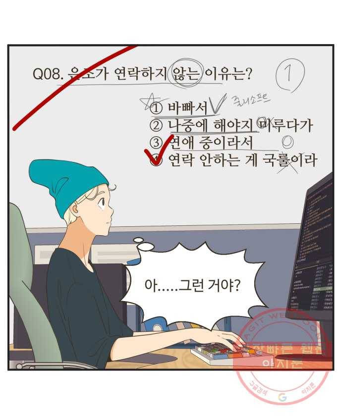 조조코믹스 오답노트 6화. Q.완이가 연락 못 하는 이유를 쓰시오 22