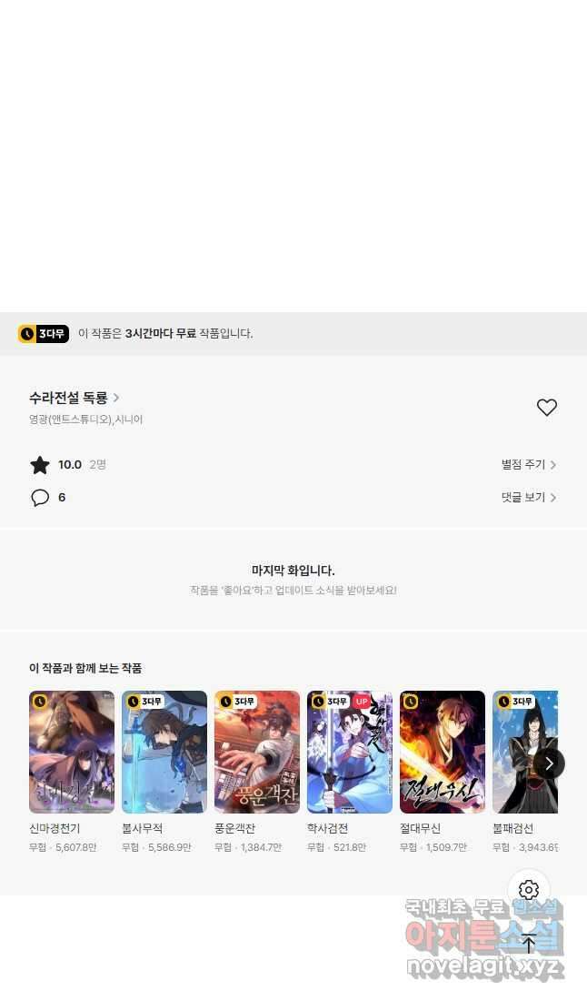 수라전설 독룡 133화 휴재, 연재중단 87