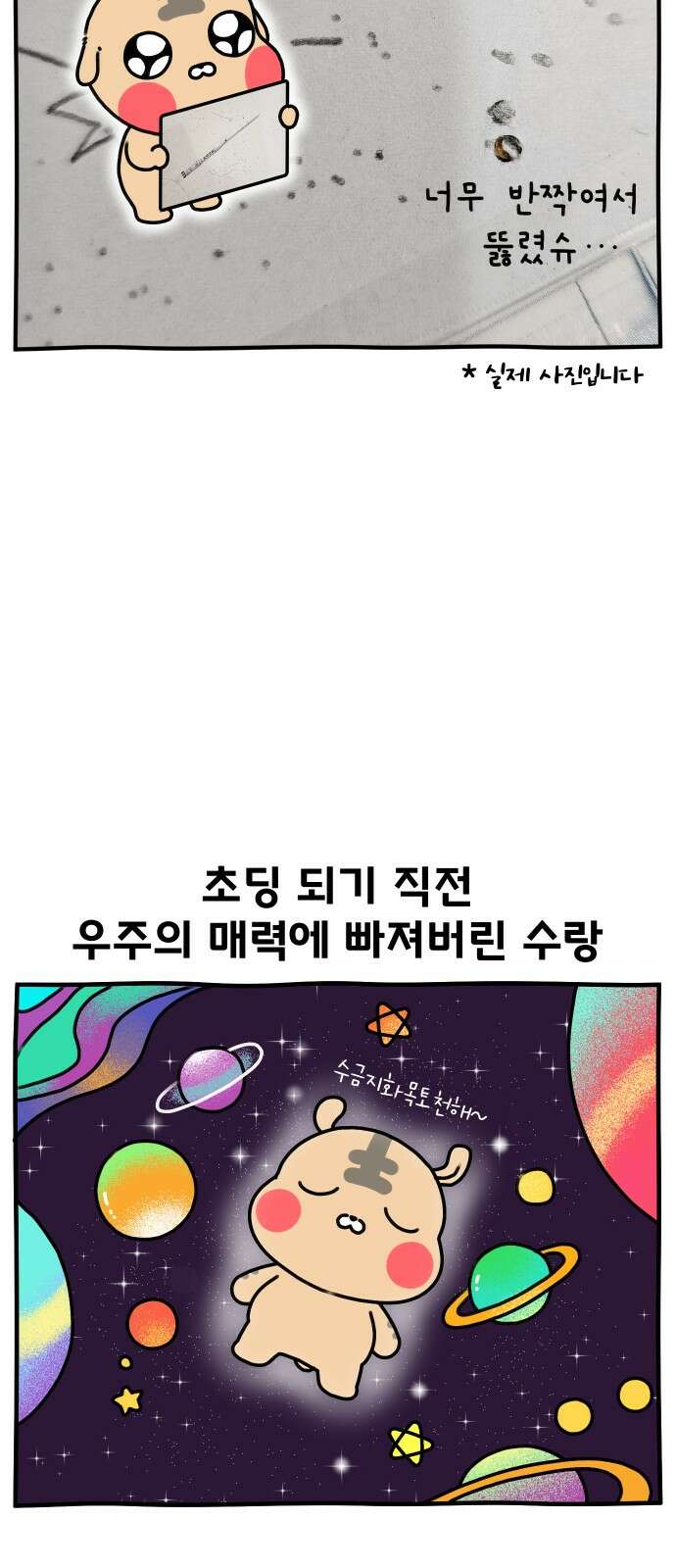 초등생활 그림일기 16화． 우주에 빠져버린 수랑 5